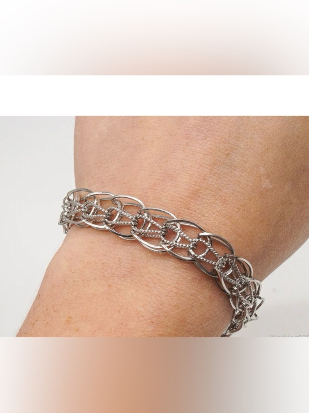 Vintage Sterling Silver Link Charm Bracelet